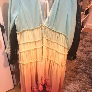 Brand New Rococo Sand High Low dress in rainbow